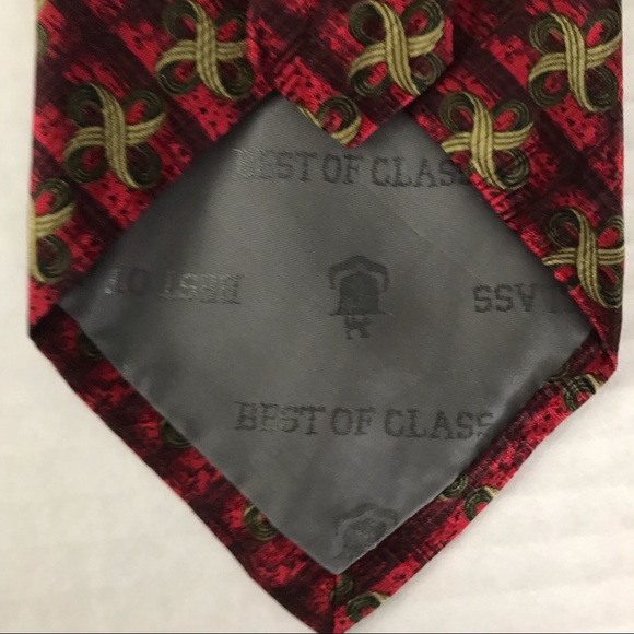 Robert Talbott Silk Tie Best of Class Red & Olive Green - Picture 3 of 8